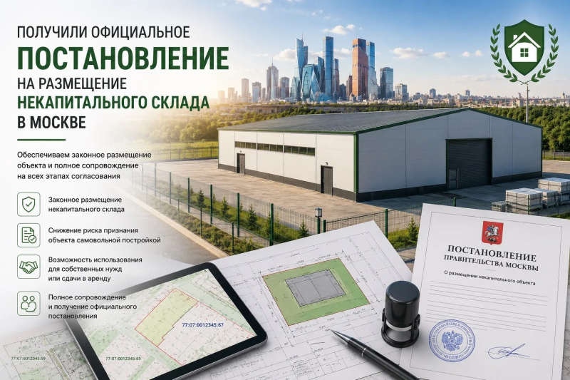 Получили официальное постановление на размещение некапитального склада в Москве!