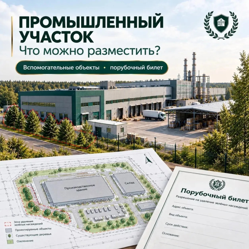 Что можно разместить на промышленном участке. Вспомогательные объекты + порубочный билет.