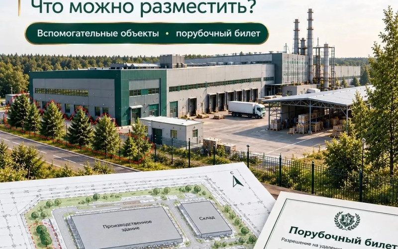 Что можно разместить на промышленном участке. Вспомогательные объекты + порубочный билет.